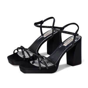 BADGLEY MISCHKA Women's Black Frida Toe Block Heel Heeled Sandal 6.5 Retail $195